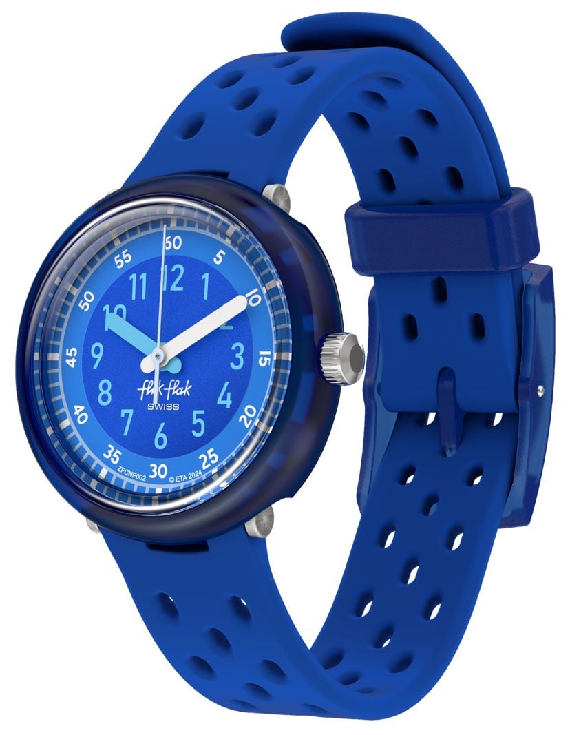 Flik Flak Fizz en bleu (31,85 mm) cadran bleu / bracelet en montre