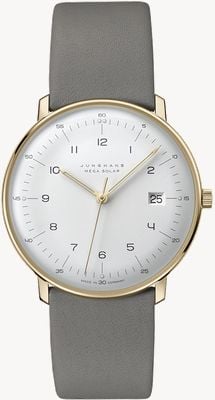Junghans max bill MEGA Solar | Grey Dial | Grey Leather Strap 59/7324.02