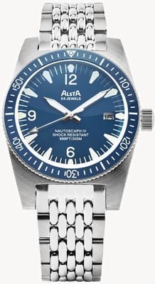 Alsta Nautoscaph IV Blue Shark automatique (40 mm) cadran bleu / montre à bracelet acier inoxydable NAUTOSCAPH IV BLUE