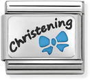 Nomination Classic OXIDIZED PLATES In Steel Enamel And 925 Silver Light Blue Christening Charm 330208/18