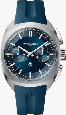 Favre Leuba Chief chronograaf automaat (41mm) blauwe sunray wijzerplaat / blauwe rubberen band 00.20101.113.02.302