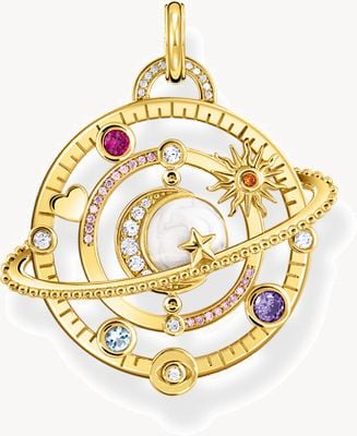 Thomas Sabo Planetary Ring with Various Stones Yellow Gold Plated Pendant PE953-776-7