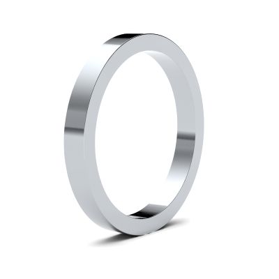 James Moore Wedding Ring | 9ct 白金 | 2.5毫米 | 重 | 扁平尺寸 | ag_2.5lhf-9w AG_2.5LHF-9W
