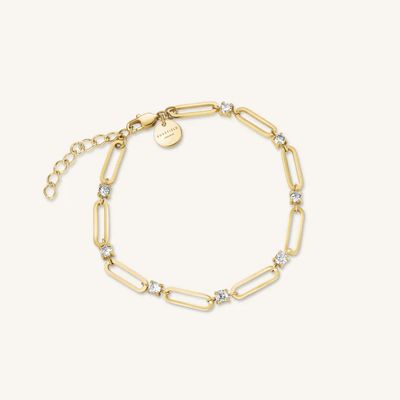 Rosefield Jewellery Round Crystals And Paperclip Gold Bracelet JBRCG-J1024