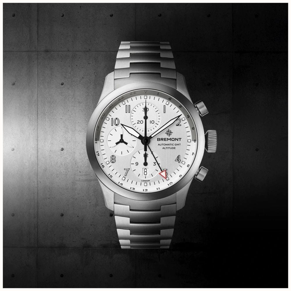 Bremont Altitude Chronograph GMT Automatic (42mm) Brushed Silver Galvanic Metal Dial / Stainless Steel Strap ALT42-CHR-G-SS-SI-B - alternate view 9