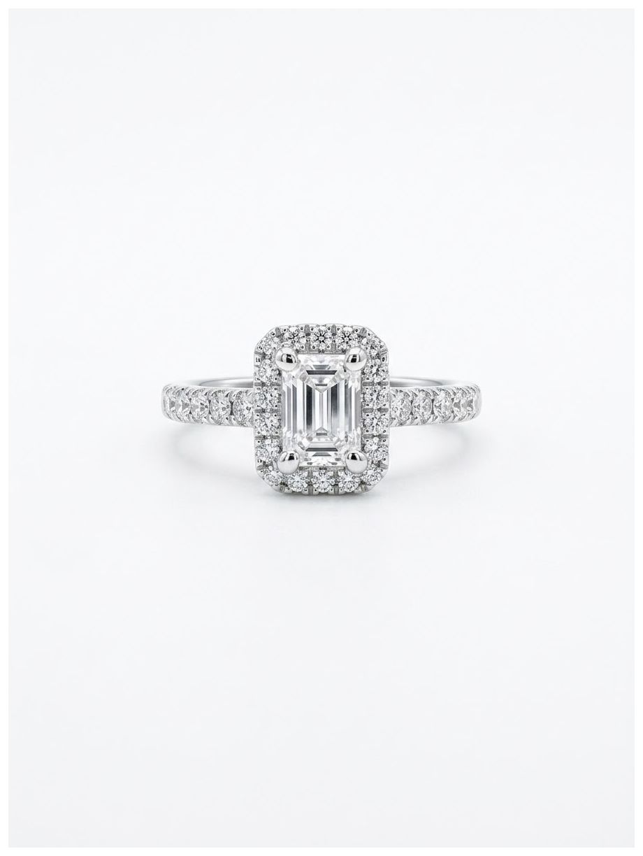 James Moore & Co 0.56ct Natural Emerald Diamond Platinum Jewellery