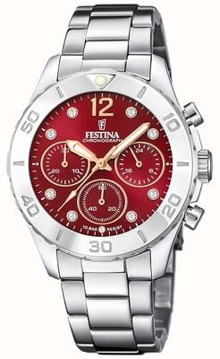 Festina 女士计时手表带 cz 套装和钢手链 F20603/2
