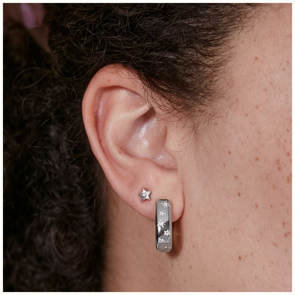 Olivia Burton Celestial Crystal Silver Tone Hoop Earrings 24100643 - vista alternativa 3