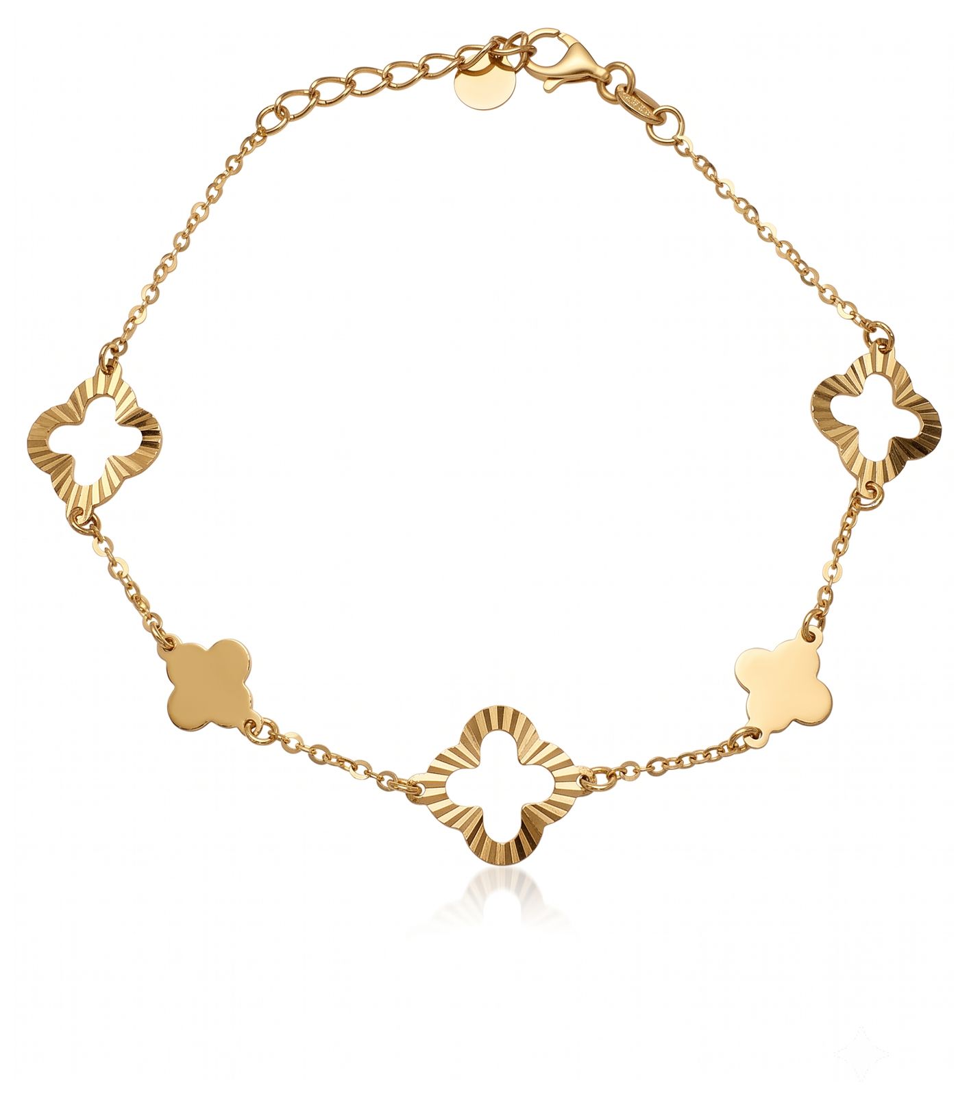 James Moore & Co 9ct Yellow Gold Clover 7.5" Bracelet HCCL- Jewellery