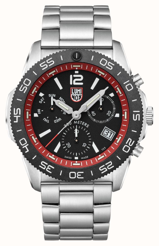 Luminox Pacific Diver Quartz Chronograph 44mm Black Red Dial Stainless XS.3155.M First Class Watches IRL