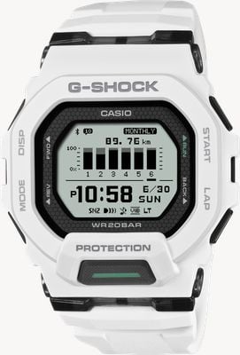 Casio G-Shock G-Squad GBD-200 серии (45,9 мм) с MIP-дисплеем и белым полимерным ремешком. GBD-200-7ER