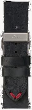 Sinn Schwarzes Lederarmband im Vintage-Look aus Rindsleder mit perlgestrahlter Edelstahl-Faltschließe BL5020-5003-400A_SLS185102B_20_18