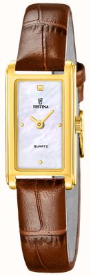 Festina Mademoiselle 石英腕表（25毫米）珍珠贝母表盘 / 棕色皮表带 F20770/2