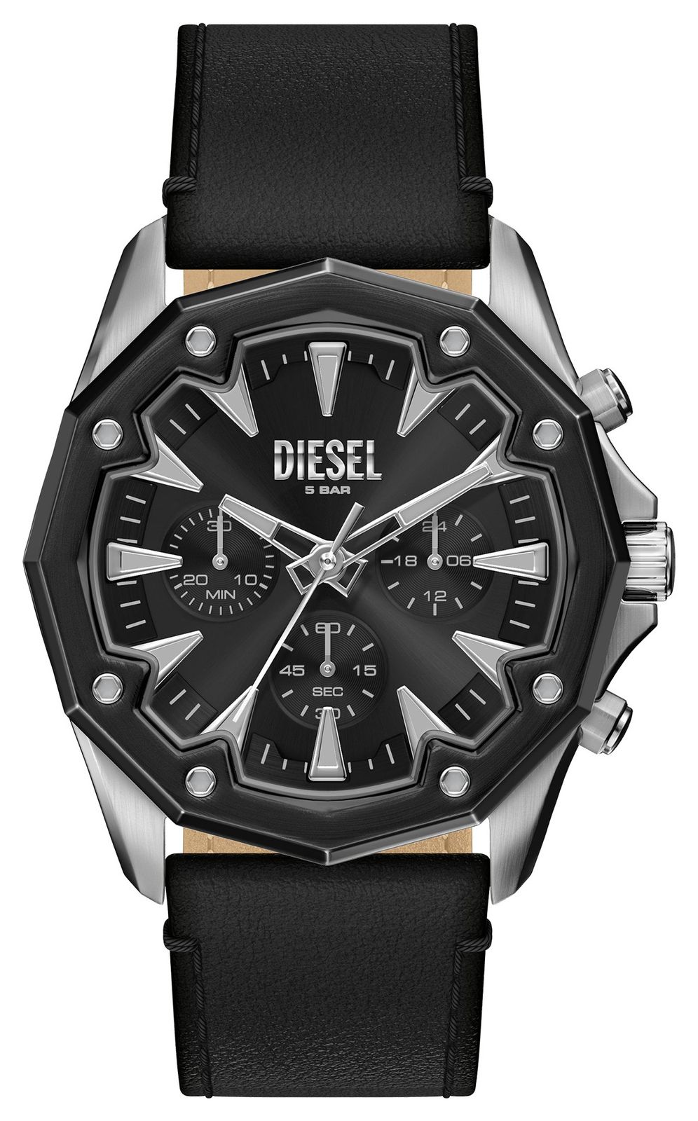 Diesel Chronographe Stinger (46 mm), cadran noir / bracelet montre