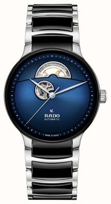 RADO Centrix automatique à cœur ouvert (39,5 mm) cadran bleu / céramique high-tech noire et acier inoxydable R30012202