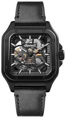 Ingersoll THE OLLIE Skeleton Automatic (45mm) Black Dial / Black Leather Strap I14504