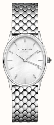 Rosefield Ovales (24 mm) weißes Perlmuttzifferblatt / Edelstahlarmband OWGSS-OV03