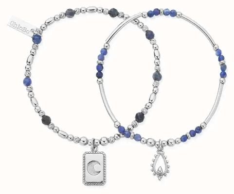 ChloBo Phases of the Goddess REFLECT Sodalite Set Of 2 Bracelets - 925 Sterling Silver SBSET33663368