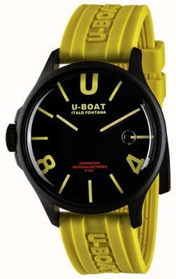 U-Boat Darkmoon pvd (44 mm) zwart-gele gebogen wijzerplaat / gele siliconen band 9522/A