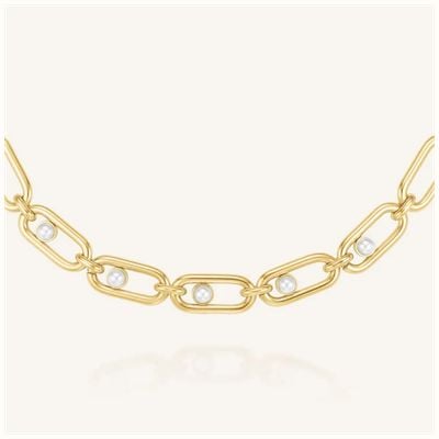 Rosefield Jewellery Modern Pearl Link Necklace Gold JNPLG-J1294