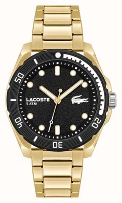 Lacoste 男士 finn（44 毫米）黑色表盘/金色不锈钢表链 2011287