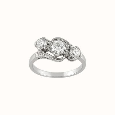 Pre-owned Plat 3 Stone Diamond 1.10 carat JM4805
