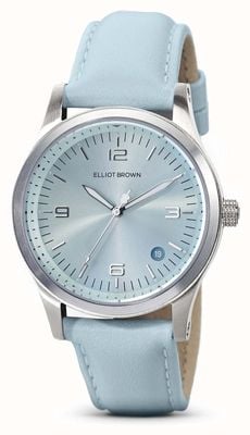 Elliot Brown Quartz Kimmeridge (38 mm) cadran soleillé aigue-marine / bracelet en cuir aigue-marine 405-015-L61