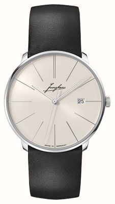 Junghans Meister fein signature automatique (39,5 mm) cadran gris clair / bracelet cuir noir 27/4355.00