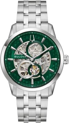 Bulova Sutton Automatik (40 mm) grünes Skelettzifferblatt / Edelstahlarmband 96A329