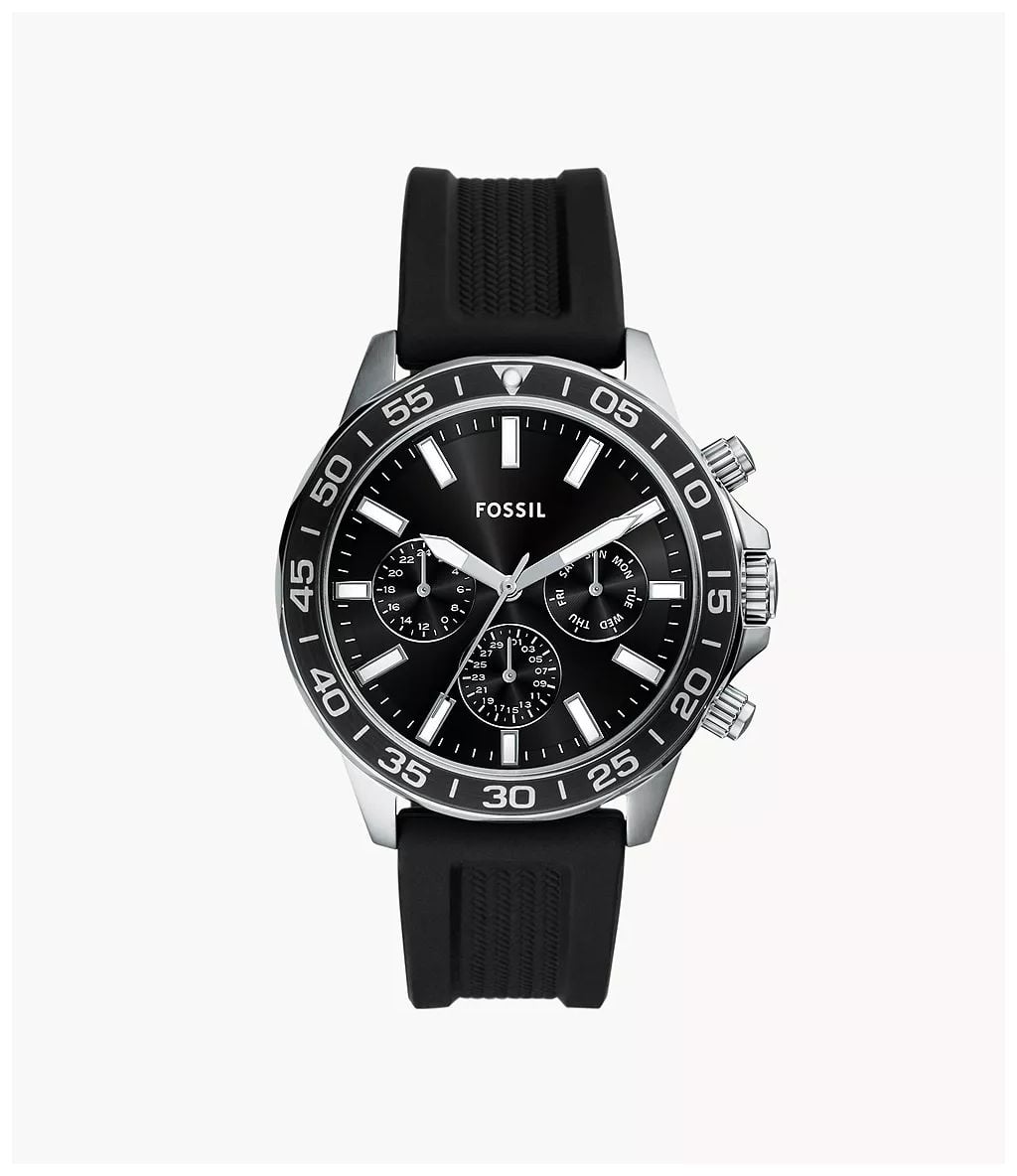Fossil multifonction Bannon 45 mm en silicone noir montre