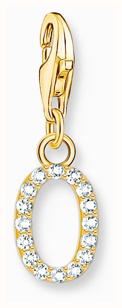 Thomas Sabo Charm Pendant Letter O With White Stones Gold Plated