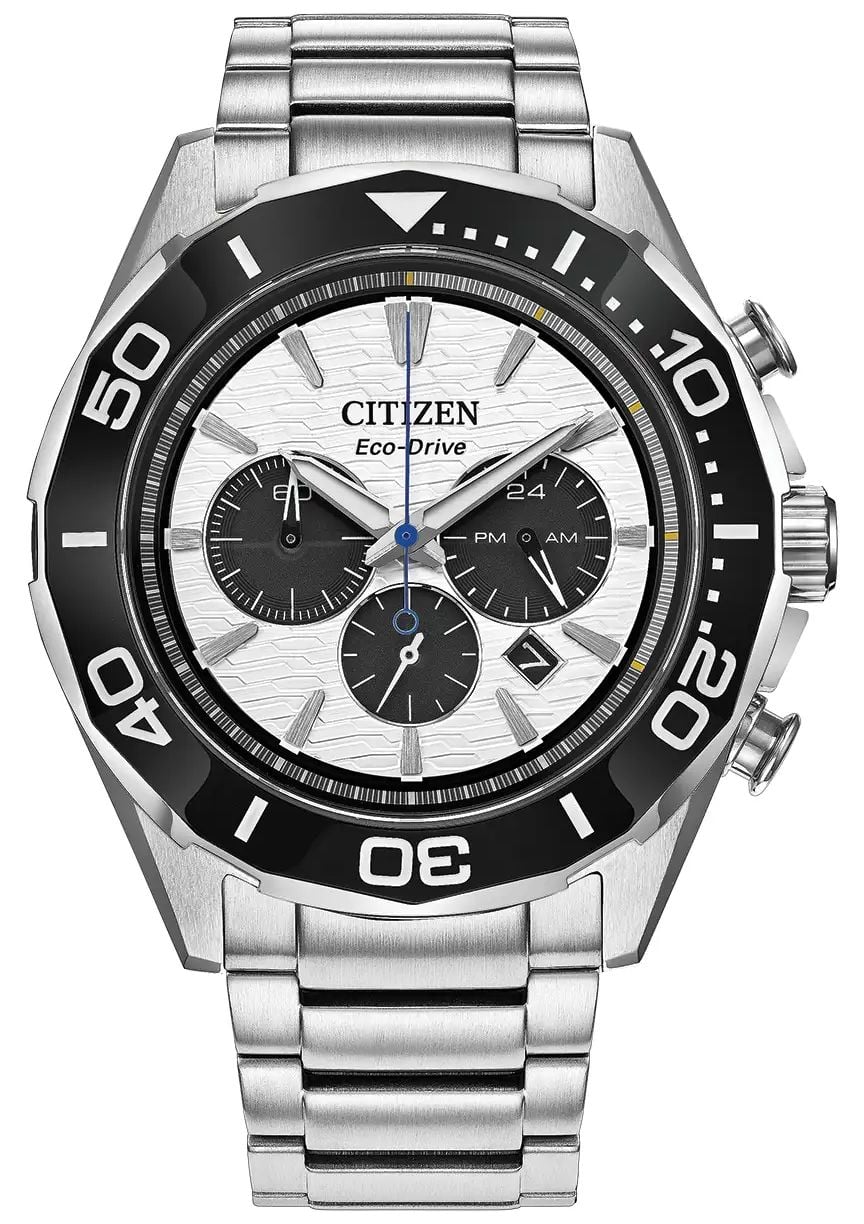 Citizen EcoDrive Sport Chronograph 43mm Silver Dial  Watch