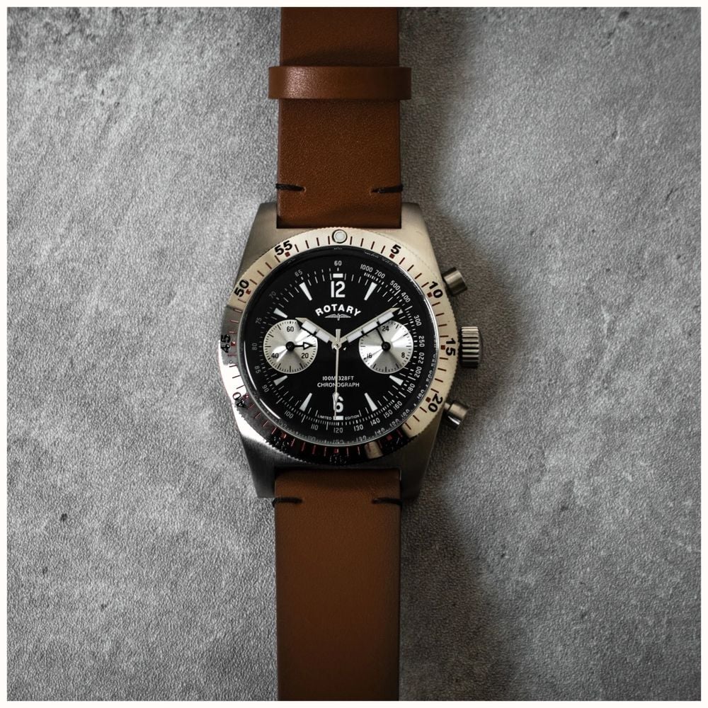 Rotary RW 1895 Heritage Chronograph Limited Editon (38mm) Black Dial ...