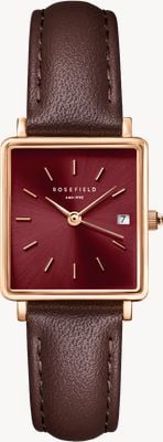 Rosefield Boxy xs (22mm) バーガンディ文字盤 / ダークブラウンレザーストラップ QBBLR-Q56