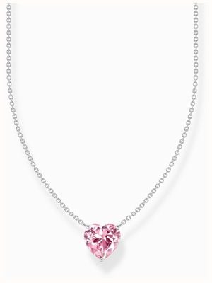 Thomas Sabo Heart-Shaped Pink Zirconia Sterling Silver Necklace 45cm KE2211-051-9-L45V