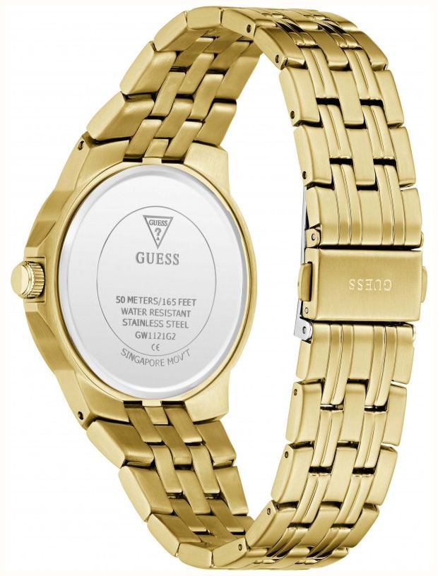 Guess Men's Archie Black Sunray Dial Gold-Tone Stainless Steel Bracelet GW1121G2 - vista alternativa 3