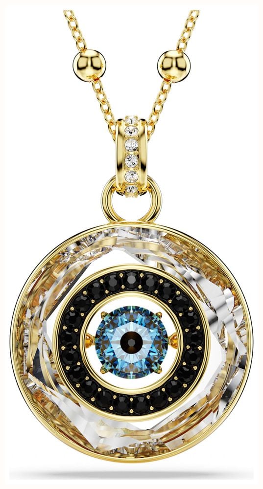 Swarovski Symbolica Evil Eye Pendant Necklace Blue Crystals Gold 