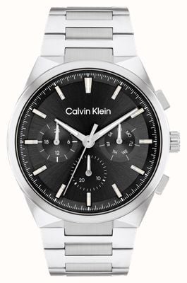 Calvin Klein Montre Distinct pour hommes (44 mm), cadran noir / bracelet en acier inoxydable 25200459