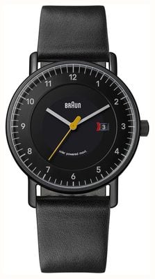 Braun Klassisches Solarmodell (40 mm) mit schwarzem Zifferblatt und schwarzem Lederarmband BN0301BKBKG
