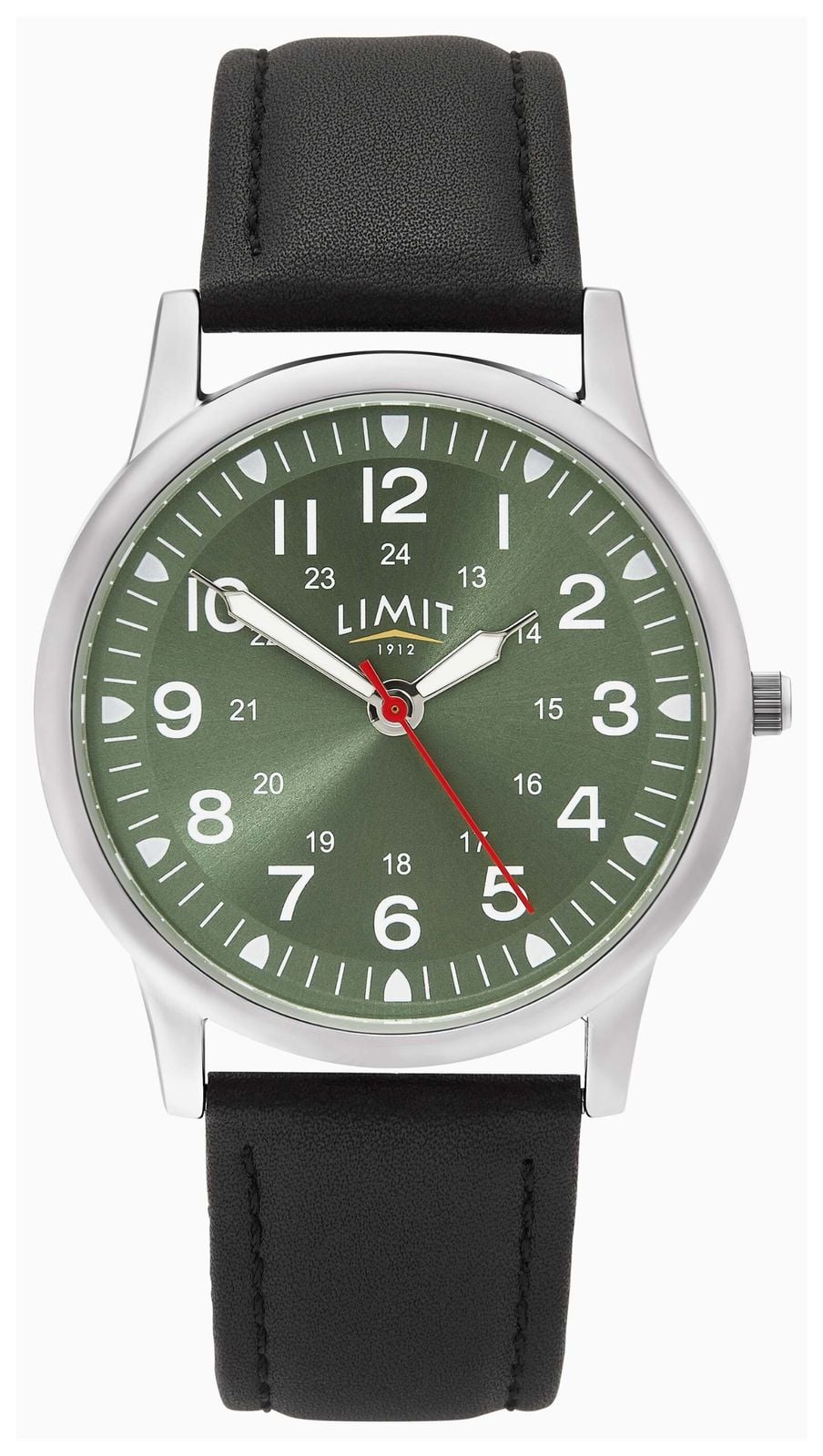 Limit Pilot Quartz 38mm Green Sunray Dial  Black PU Watch