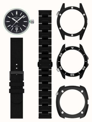 Certina Ensemble automatique Ds+ (37,4 mm) cadran noir / lunette interchangeable et bracelets à dégagement rapide C0414073905100