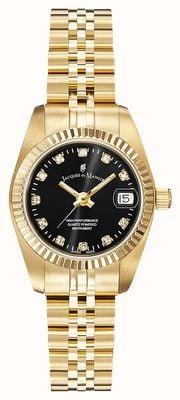 Jacques Du Manoir Inspiration Elegance (26mm) Black Sunray Dial / Gold PVD Stainless Steel Bracelet NRO.22