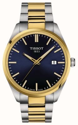 Tissot メンズ pr 100 (40mm) ブルーダイヤル/ツートンカラーのステンレススチールブレスレット T1504102204100