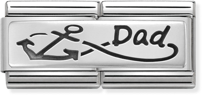 Nomination Classic DOUBLE ENGRAVED Steel And Silver 925 CUSTOM Infinite Dad Charm 330710/05