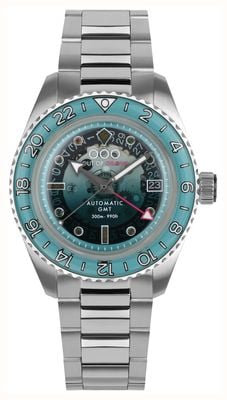 Out Of Order Blue Lagoon Limited Edition Automatic GMT (40mm) Gradient Glass Dial / Stainless Steel Bracelet OOO.001-25.OR