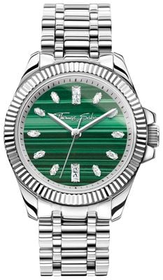 Thomas Sabo Divine Crystal (33 mm) grünes Malachit-Zifferblatt / Edelstahlarmband WA0434-201-211-33