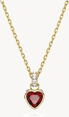 Swarovski Stilla Necklace | Gold-Tone Plated | Red Heart-Cut Crystal Pendant 5648750