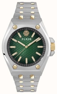 Philipp Plein Plein extreme gent （43 毫米）绿色烟熏表盘/双色不锈钢表链 PWPMA0224