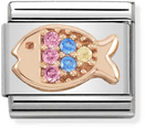 Nomination Classic Fish 9ct Rose Gold & Steel Charm 430302/26