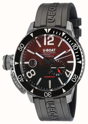 U-Boat Sommerso Ghiera Ceramica (46mm) Red Gradient Dial / Black Vulcanised Rubber Strap 9521